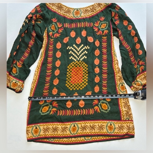 Farm Rio pineapple printed tunic dress tie back tassel - Picture 12 of 13